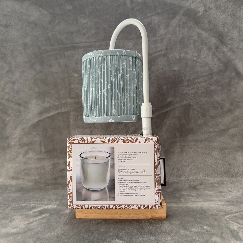 Laura Ashley Candle Warmer Lamp Floral Pleated Shade Wood Base Timer Dimmable - Picture 9 of 16